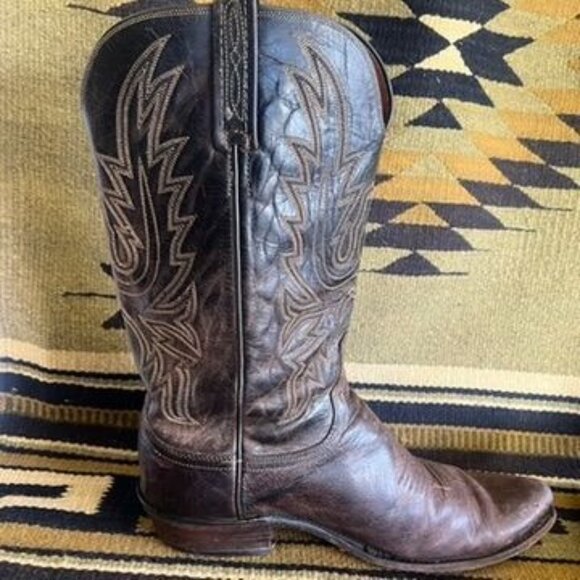 Lucchese Mad Dog Goat Brown Leather Cowboy Boots Mens\' Size 9.5 EE 2008 main image 4